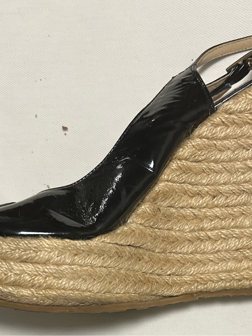 Jimmy Choo Black Patent Espadrille Wedge Slingback - Picture 2 of 7